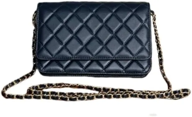 Designer Womens Chain Wallet - Classic Mini Sheepskin Coin Purse, Luxury Leather Clutch with Gift Box, for Daily Use & Gifts
