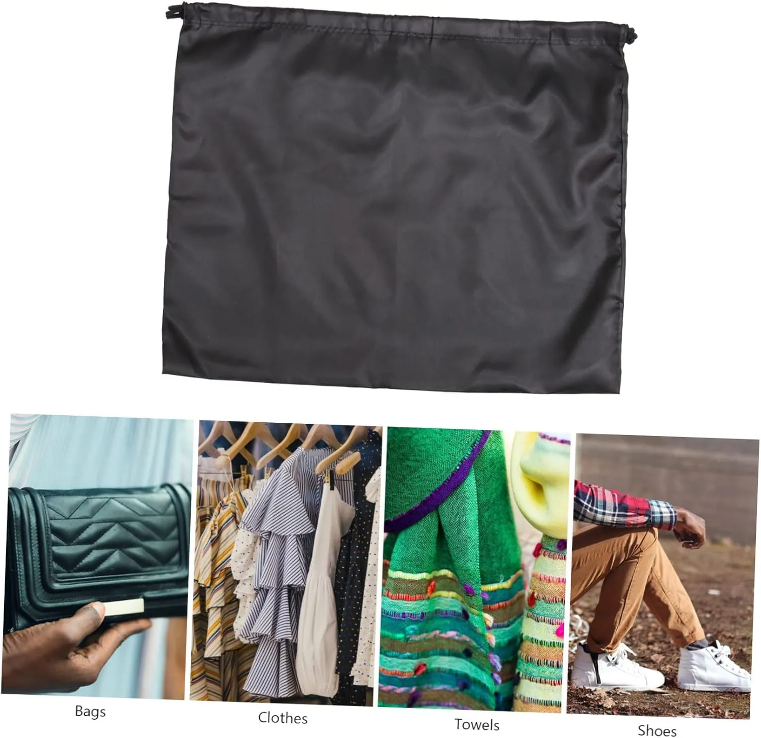 Didiseaon 2pcs Dustproof Drawstring Storage Bags for Household Toy Clothing Quilt Large Bulk Silk Fabric Black