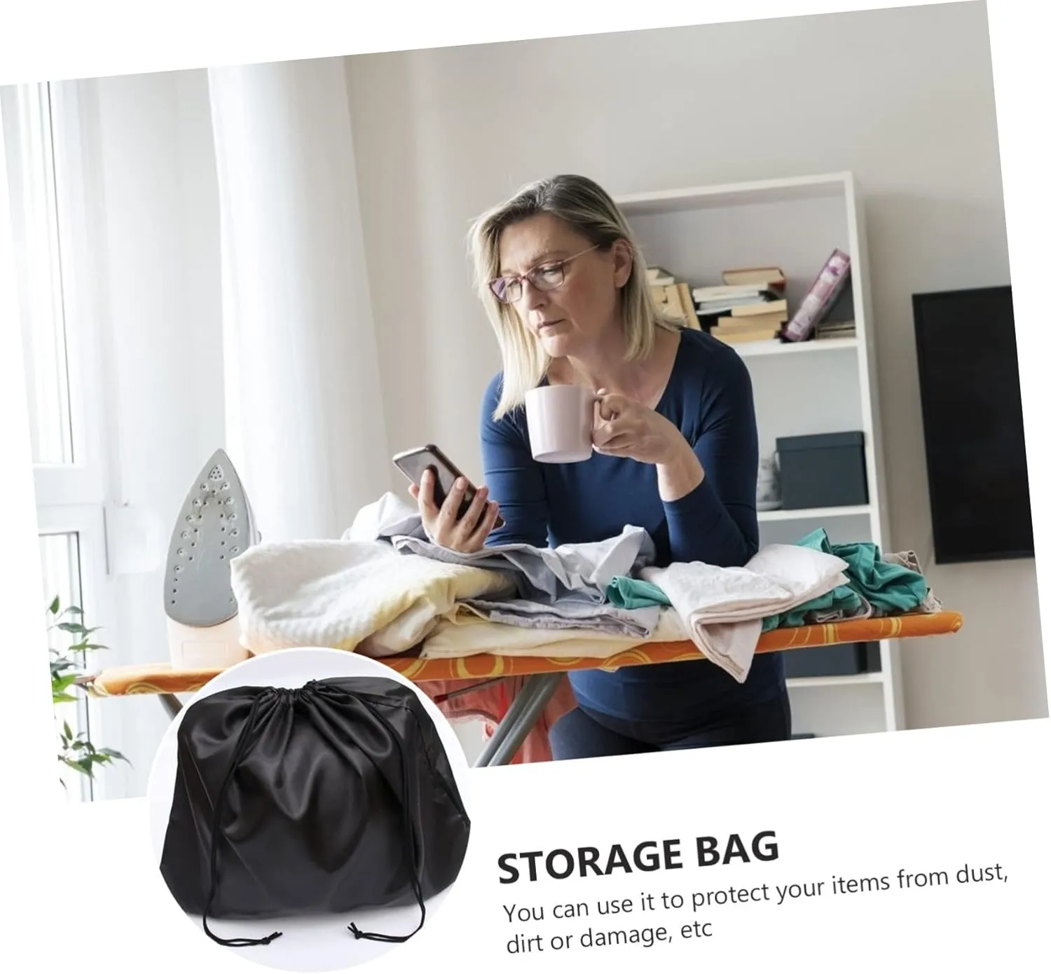 Didiseaon 2pcs Dustproof Drawstring Storage Bags for Household Toy Clothing Quilt Large Bulk Silk Fabric Black