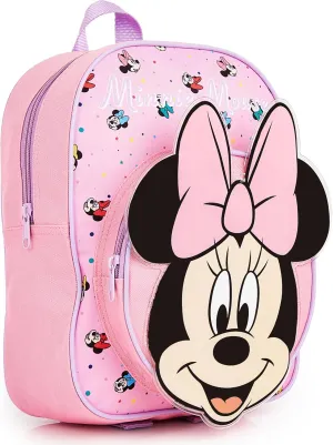 Disney Travel Backpack for Kids Toddlers Girls Backpack with Water Bottle Pocket Nursery Preschool Holidays Girls Gifts (Pink Minnie 3D)