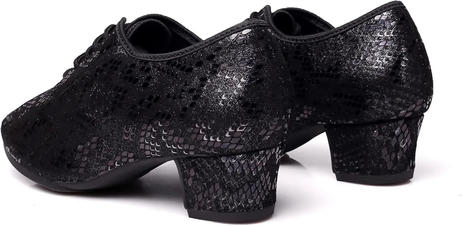 DKZSYIM Women's Latin Dance Shoes Close Toe Ballroom Tango Performance Teaching Dancing Shoes,Model RY-NJB