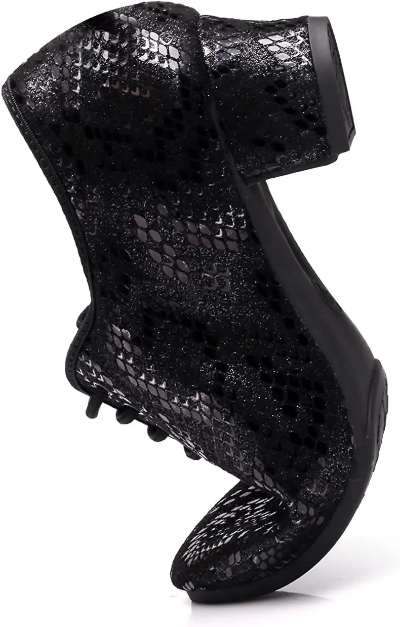 DKZSYIM Women's Latin Dance Shoes Close Toe Ballroom Tango Performance Teaching Dancing Shoes,Model RY-NJB