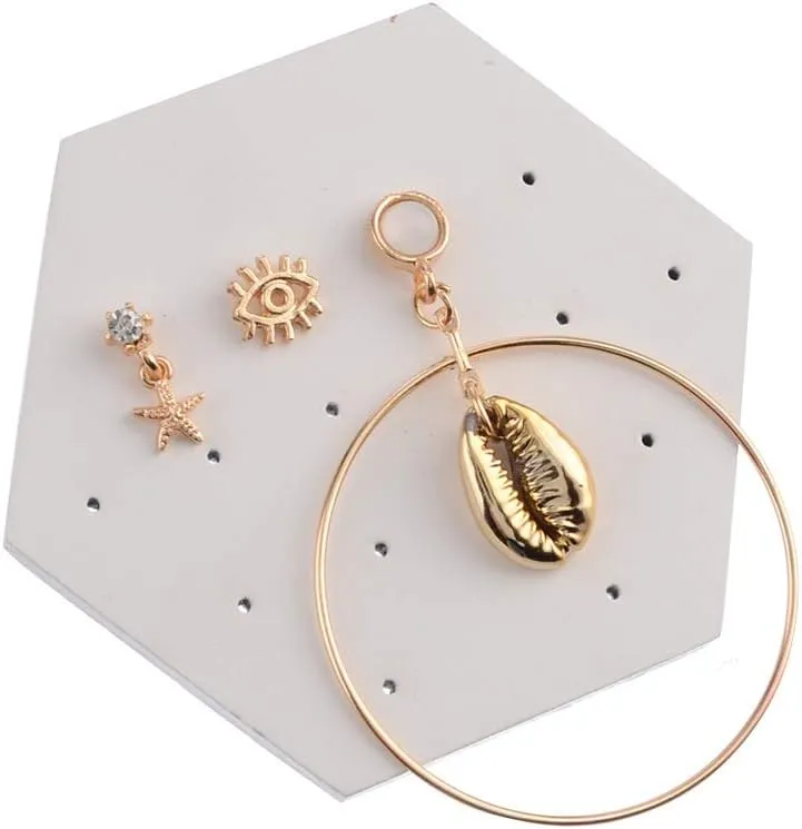 Doubnine Sea Shell Charm Cowrie Earrings Dangle Golden Mermaid Earrings Scallop Beach Retro Chic Women Ocean Jewelry