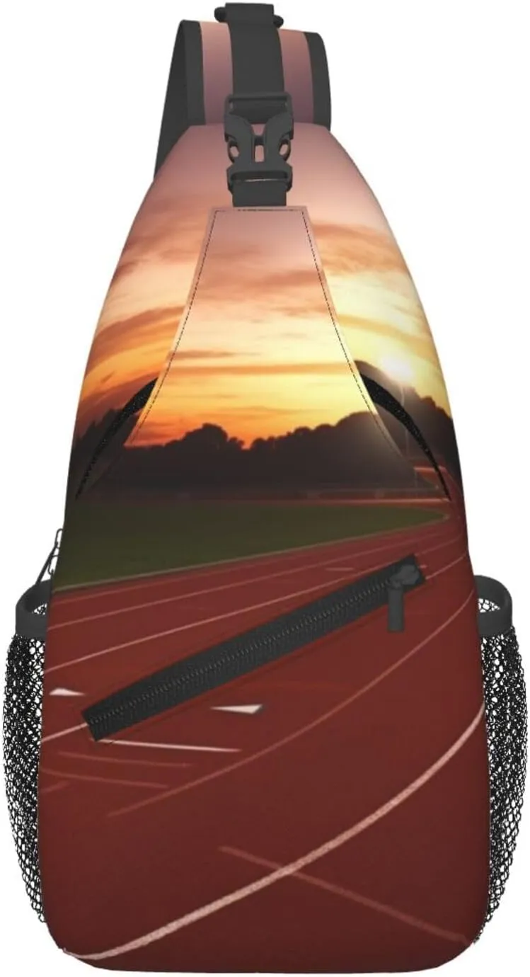 Dusk Running Track Sling Backpack Cross Chest Bag Travel Crossbody Bags for Men Women Fashion Daypack