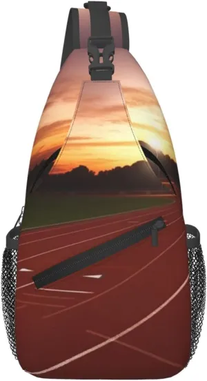 Dusk Running Track Sling Backpack Cross Chest Bag Travel Crossbody Bags for Men Women Fashion Daypack