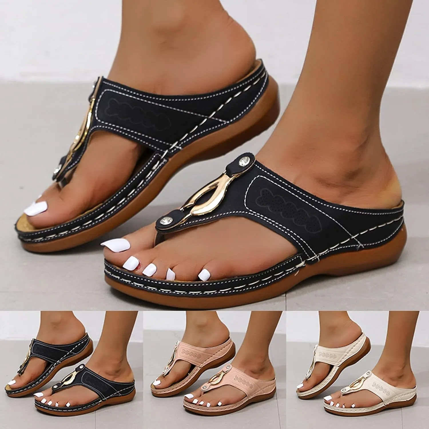 Eduavar Sandals for Women 2023, Sandals Women Dressy Summer Beach Sandals Breathable Flip Flops Sandals Slippers
