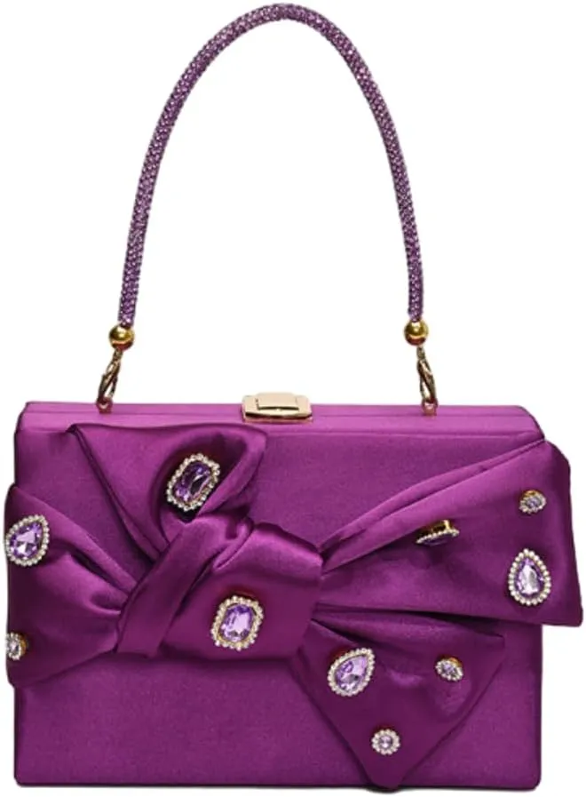 Elegant Satin Bow Evening Bag Women Rhinestone Clutch Purses Evening Handbags for Formal Wedding Prom Party 2025