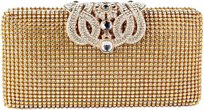 ELEOPTION Women Glitter Purse With Crown Evening Bag Clutch Bridal Prom For Party