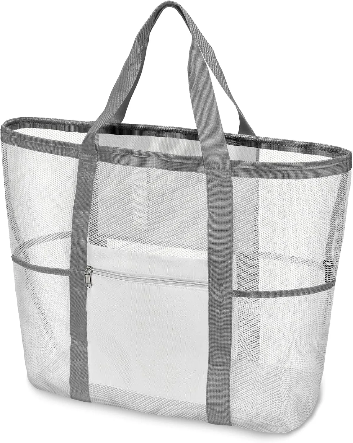 F-color Mesh Beach Bag Family - 9 Pockets Large Beach Tote for Cruise Vacation Essentials