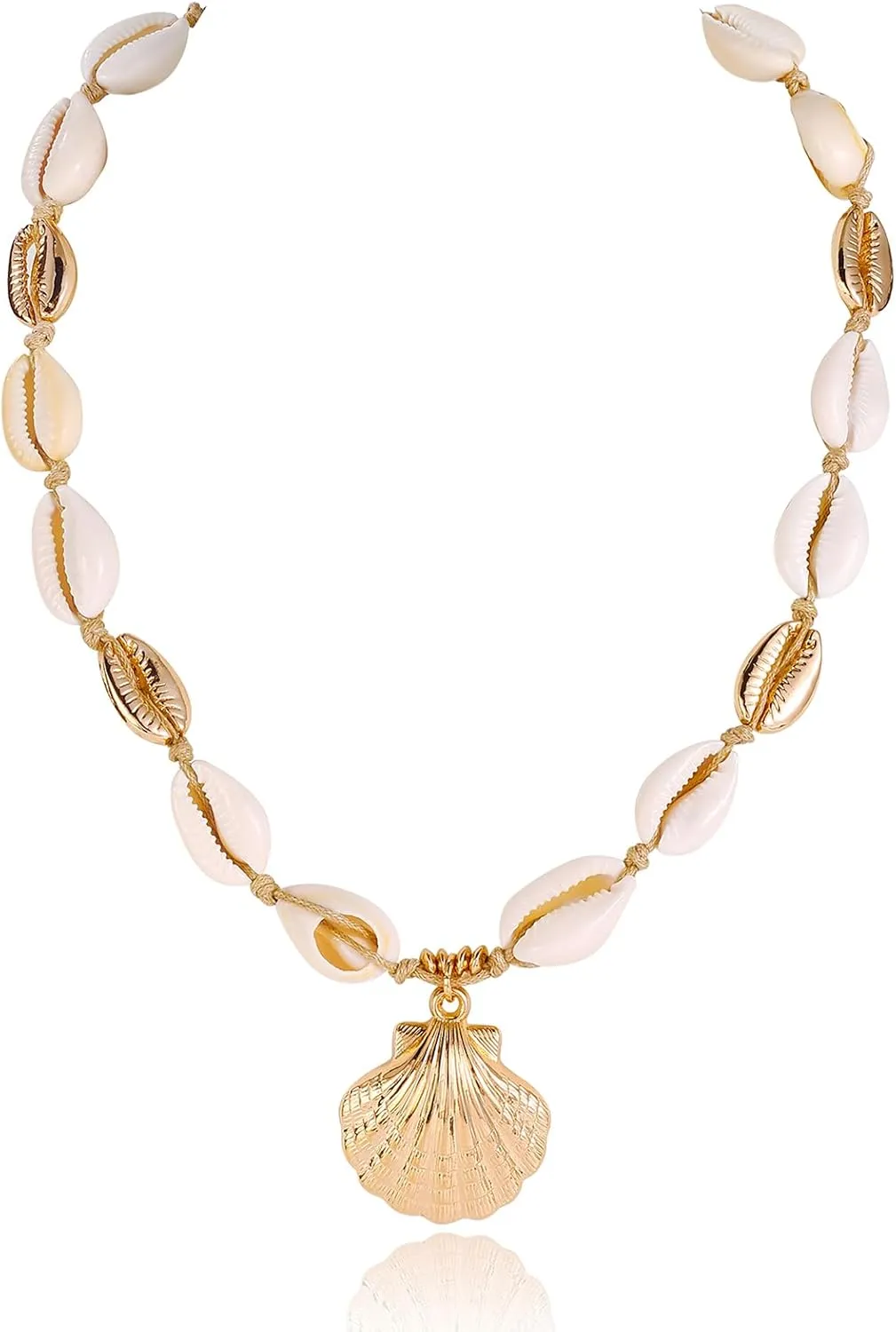 Firstmeet Boho Beach Shell Necklace Handmade Summer Conch Choker Vacation Gift for Women