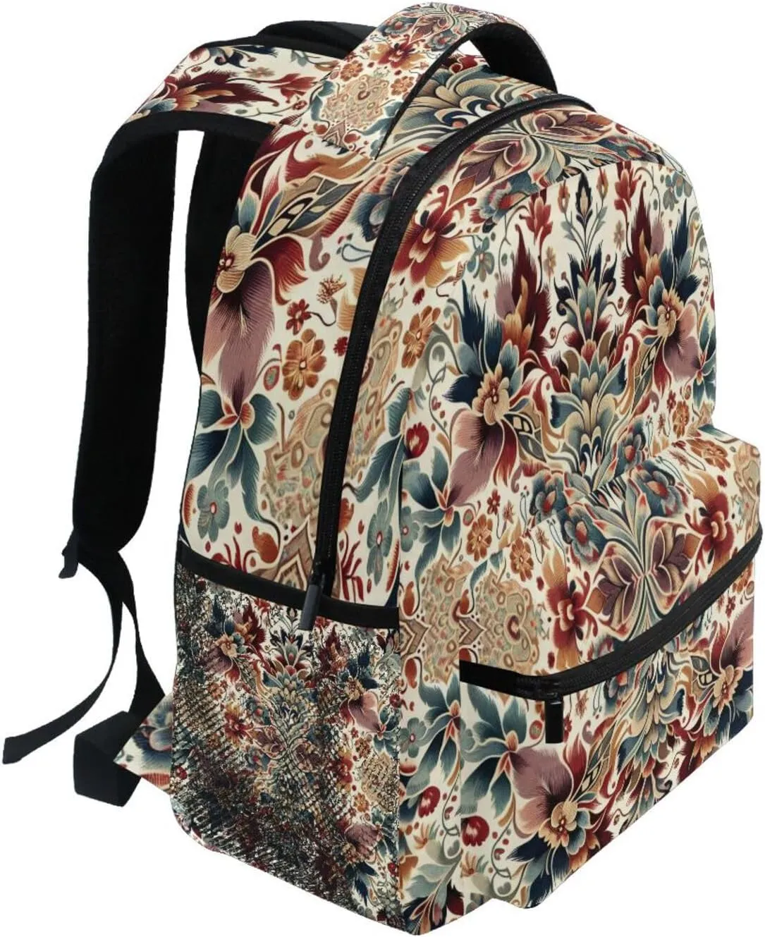 Floral Ikat Texture Backpack Laptop Backpack Casual Daypack with Name Tag for Men Women, Fits 15.6" Laptop