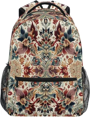 Floral Ikat Texture Backpack Laptop Backpack Casual Daypack with Name Tag for Men Women, Fits 15.6" Laptop