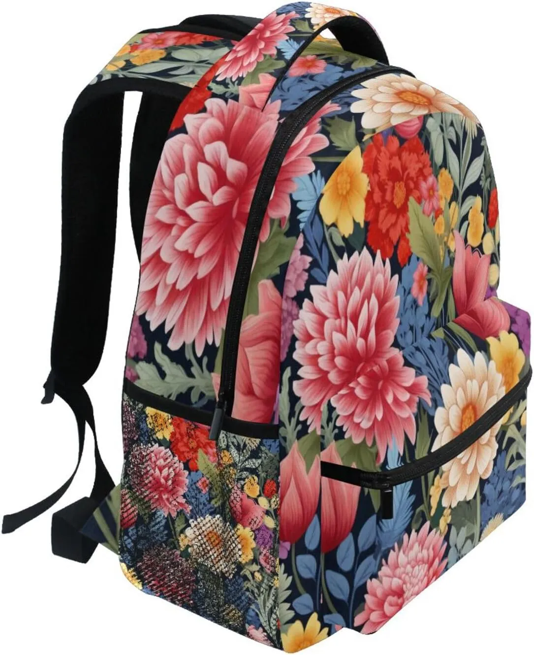 Floral Print Backpack Laptop Backpack Casual Daypack with Name Tag for Men Women, Fits 15" Laptop