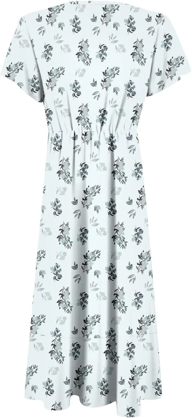 Floral Wrap Dresses for Women 2025 Elegant Classy Summer Sexy Flowy Deep V Neck Tie Waist Midi Dress Ruffle Hem