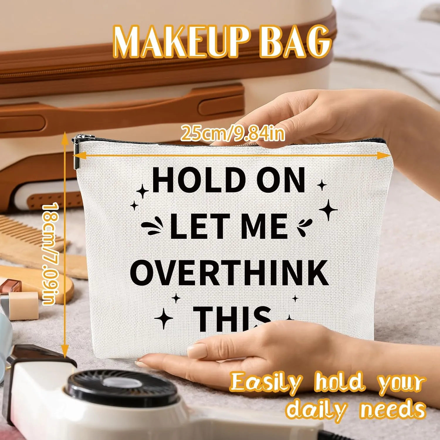 Funny Gifts for Girls Birthday - Makeup Bags Novelty Sarcastic Hold On Let Me Overthink This Unique Gifts for Women Coworker, Birthday Gifts for Besties Friend, Travel Pouch Makeup Bags