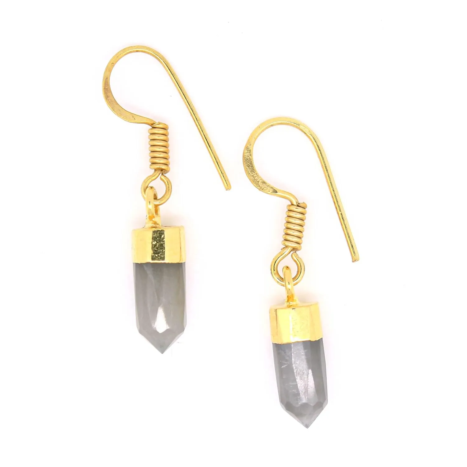 Gempires Grey Moonstone Crystal Dangle Earrings June Birthstone Crystal Jewelry Hypoallergenic Gold Plated Dangling Gemstone Handmade Women Earrings