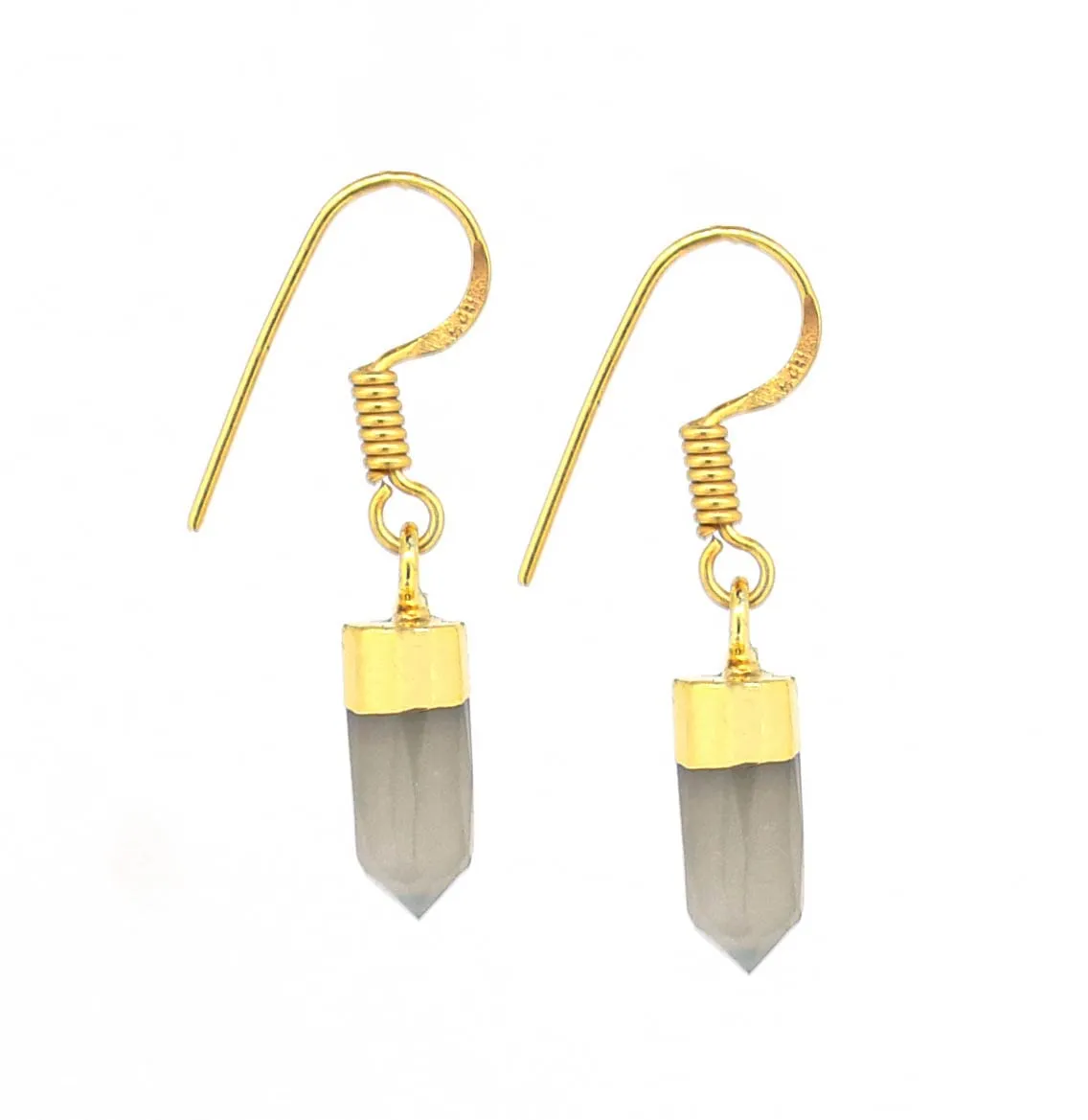 Gempires Grey Moonstone Crystal Dangle Earrings June Birthstone Crystal Jewelry Hypoallergenic Gold Plated Dangling Gemstone Handmade Women Earrings