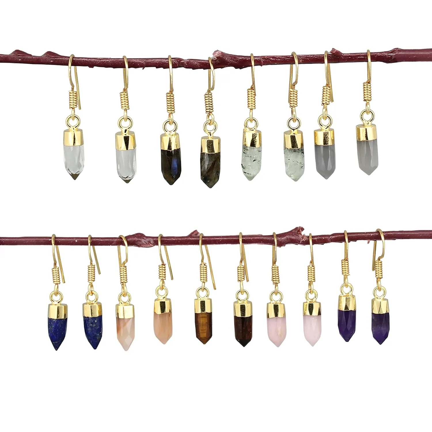 Gempires Grey Moonstone Crystal Dangle Earrings June Birthstone Crystal Jewelry Hypoallergenic Gold Plated Dangling Gemstone Handmade Women Earrings