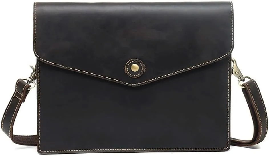 Genuine Leather Men Shoulder Bags Vintage Briefcase Crossbody Handbag For Male Sling Purse Messenger Flap Postman Clutch