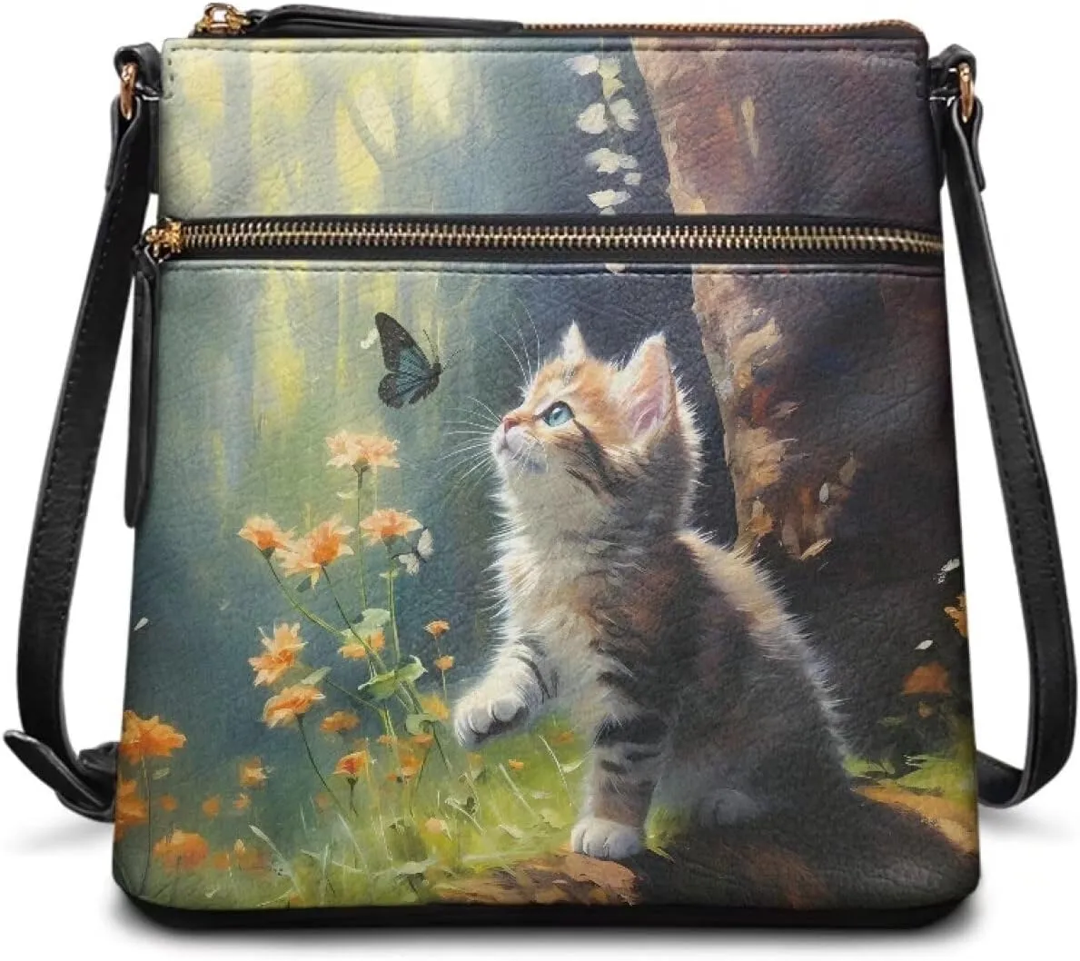 GIFTPUZZ Crossbody Bags for Women Leather Purse with Shoulder Strap and Multi-Pockets Ladies Shoulder Satchel Bag