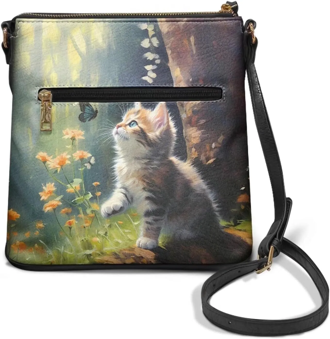 GIFTPUZZ Crossbody Bags for Women Leather Purse with Shoulder Strap and Multi-Pockets Ladies Shoulder Satchel Bag