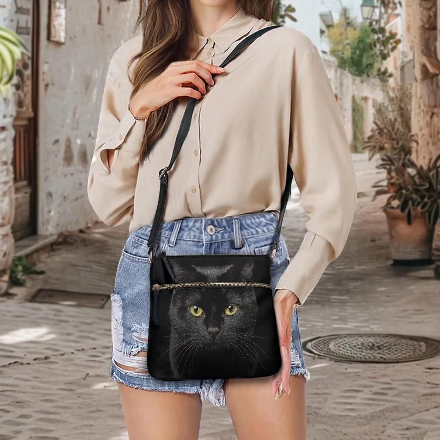 GIFTPUZZ Crossbody Bags for Women Leather Purse with Shoulder Strap and Multi-Pockets Ladies Shoulder Satchel Bag