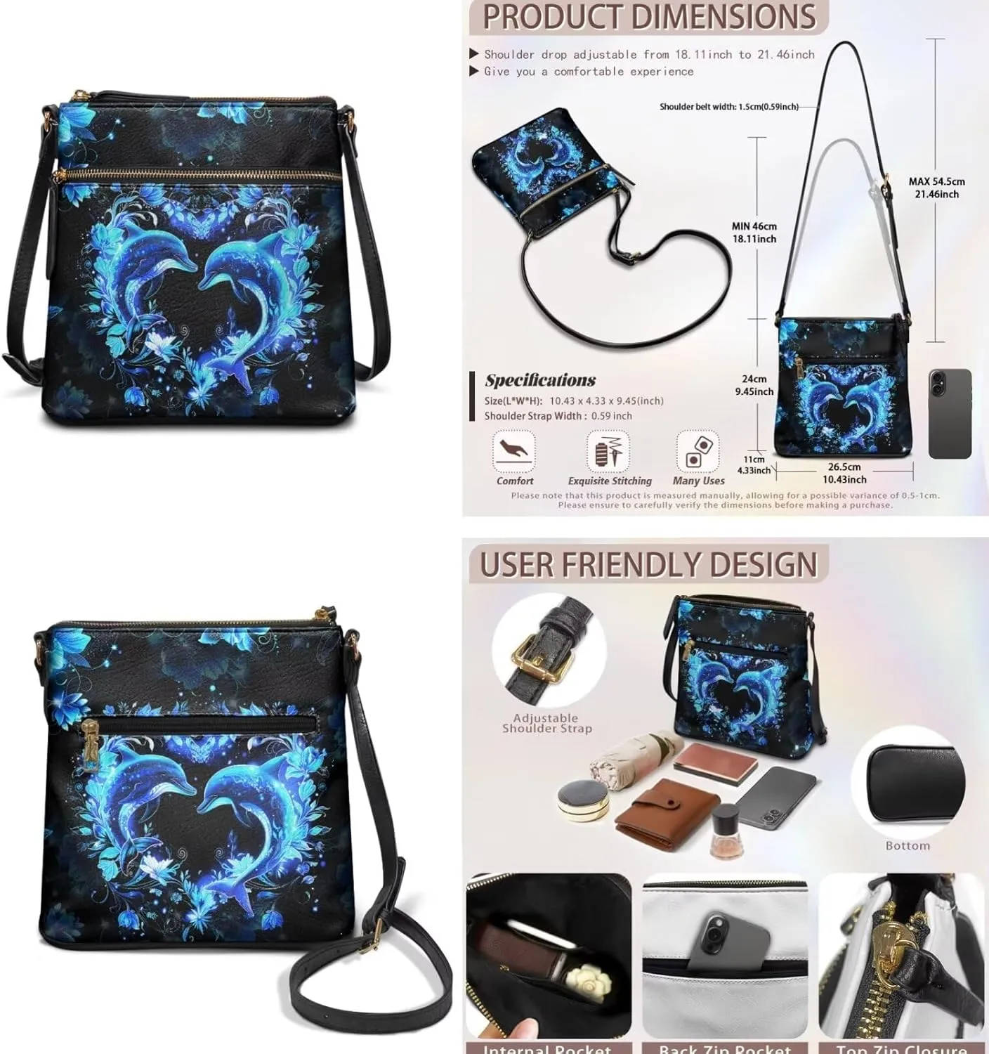 GIFTPUZZ Purse and Wallet Set for Women Ladies Hobo Bag Crossbody Bags Leather Shoulder Bag Valentine's Day Gifts
