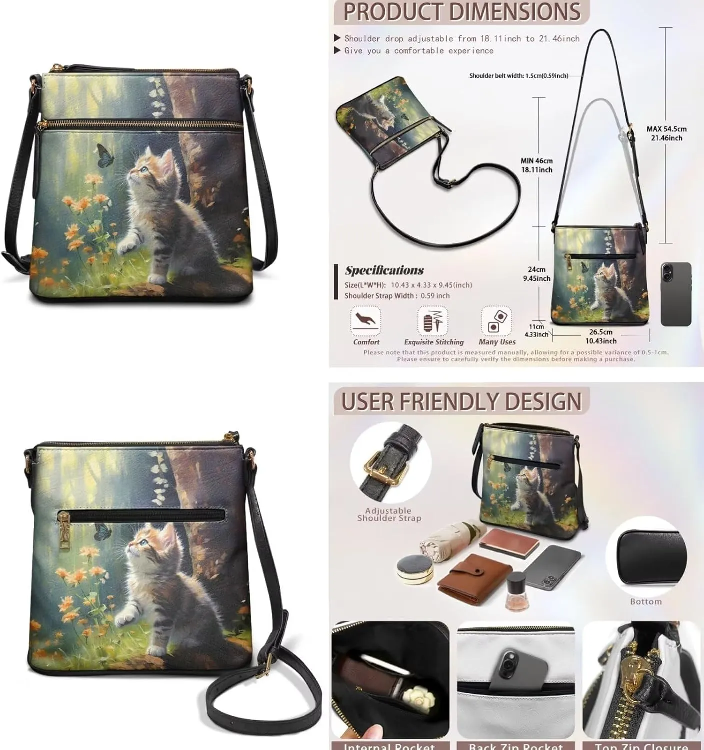 GIFTPUZZ Purse and Wallet Set for Women Ladies Hobo Bag Crossbody Bags Leather Shoulder Bag Valentine's Day Gifts