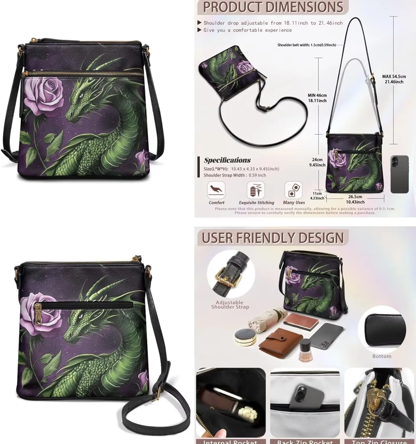 GIFTPUZZ Purse and Wallet Set for Women Ladies Hobo Bag Crossbody Bags Leather Shoulder Bag Valentine's Day Gifts