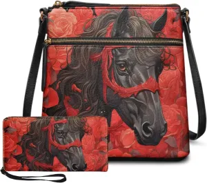 GIFTPUZZ Purse and Wallet Set for Women Ladies Hobo Bag Crossbody Bags Leather Shoulder Bag Valentine's Day Gifts