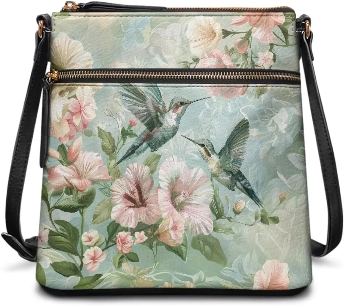 GIFTPUZZ Soft Leather Crossbody Purse with Zipper Pockets and Adjustable Shoulder Strap for Work Travel Shopping