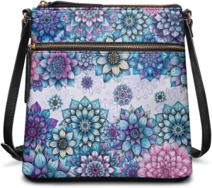 GIFTPUZZ Soft Leather Crossbody Purse with Zipper Pockets and Adjustable Shoulder Strap for Work Travel Shopping
