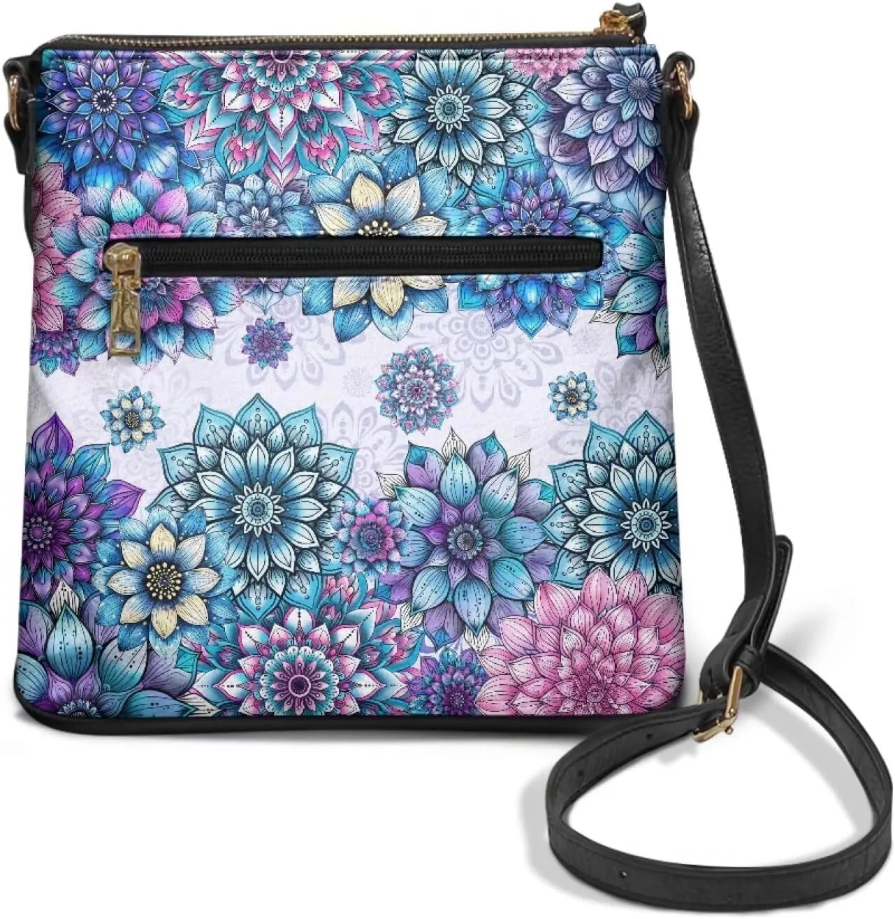 GIFTPUZZ Soft Leather Crossbody Purse with Zipper Pockets and Adjustable Shoulder Strap for Work Travel Shopping