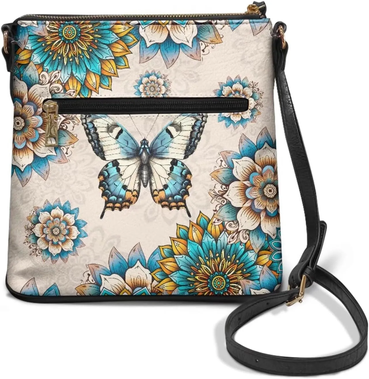 GIFTPUZZ Soft Leather Crossbody Purse with Zipper Pockets and Adjustable Shoulder Strap for Work Travel Shopping