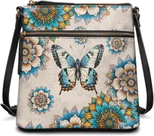 GIFTPUZZ Soft Leather Crossbody Purse with Zipper Pockets and Adjustable Shoulder Strap for Work Travel Shopping