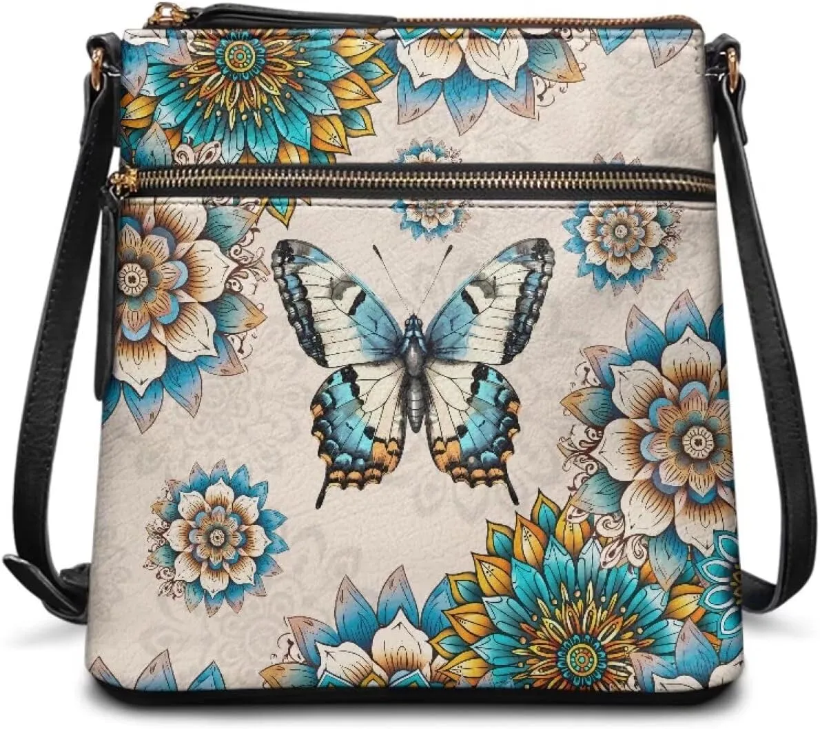 GIFTPUZZ Soft Leather Crossbody Purse with Zipper Pockets and Adjustable Shoulder Strap for Work Travel Shopping