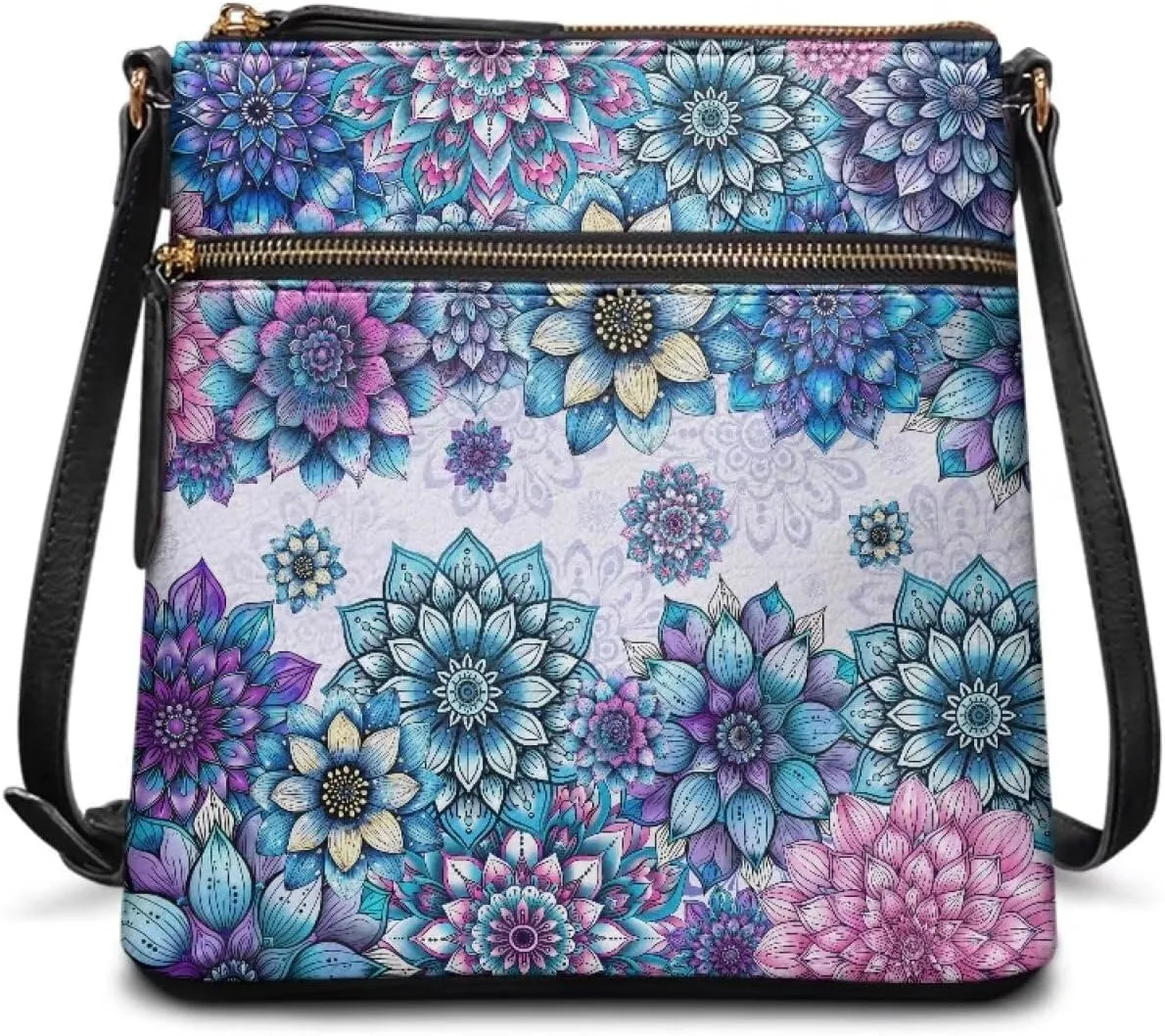 GIFTPUZZ Soft Leather Crossbody Purse with Zipper Pockets and Adjustable Shoulder Strap for Work Travel Shopping