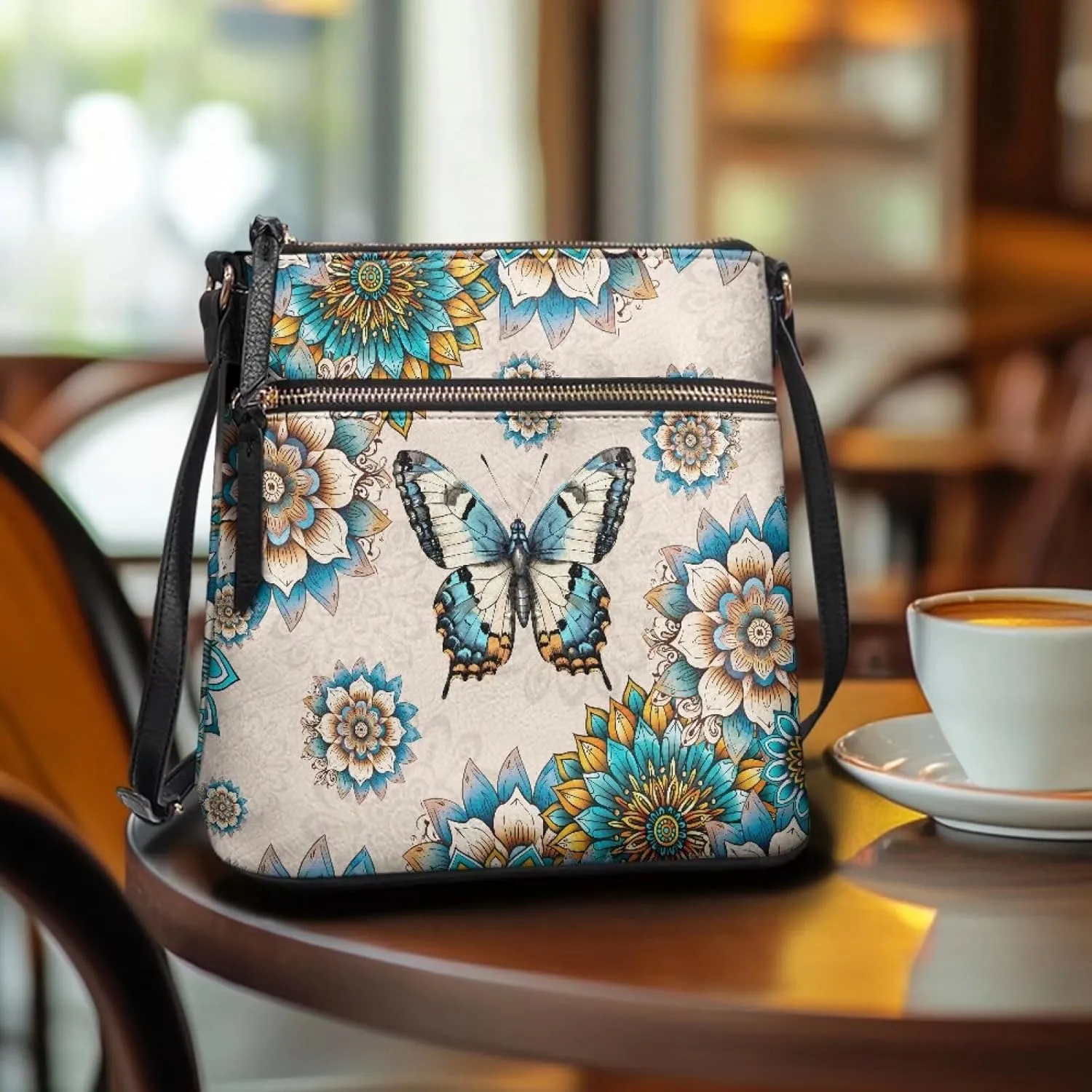 GIFTPUZZ Soft Leather Crossbody Purse with Zipper Pockets and Adjustable Shoulder Strap for Work Travel Shopping