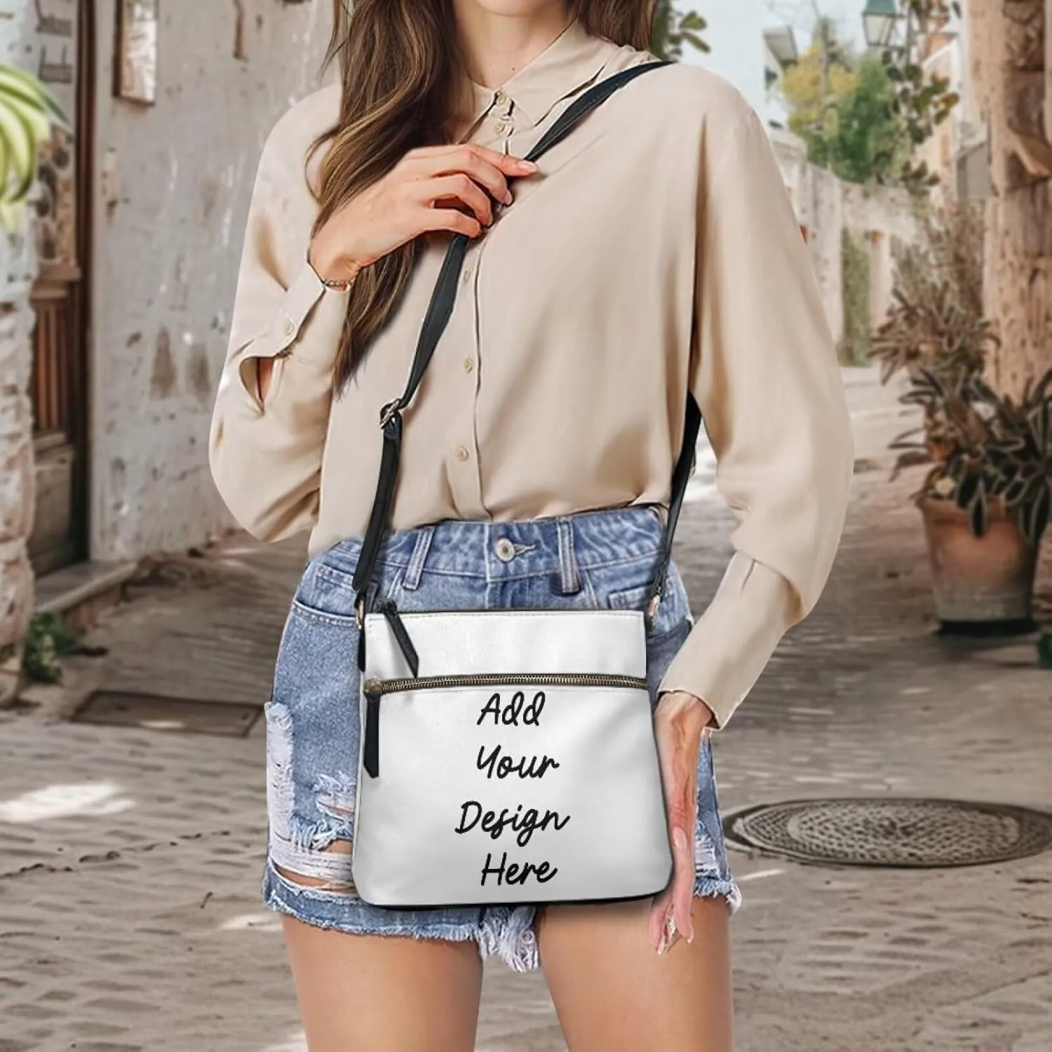 GIFTPUZZ Women's Leather Shoulder Bag Large Crossbody Bag with Long Adjustable Strap for Laides Zipper Handbag
