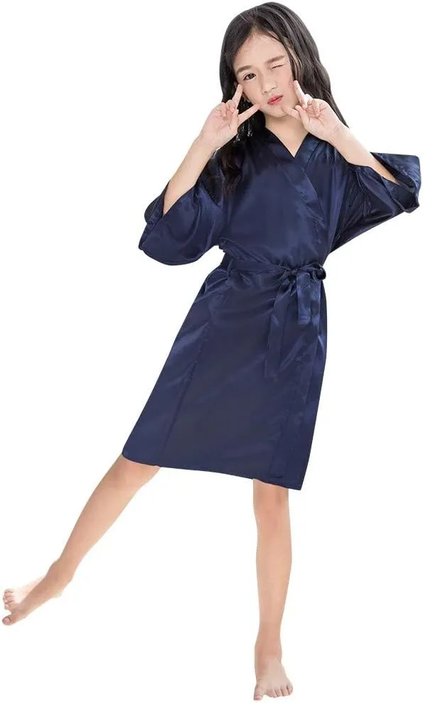 Girls Floral Silk Kimono obe Wedding Flower Girl obes Dressing Gown Bathobes Housecoat