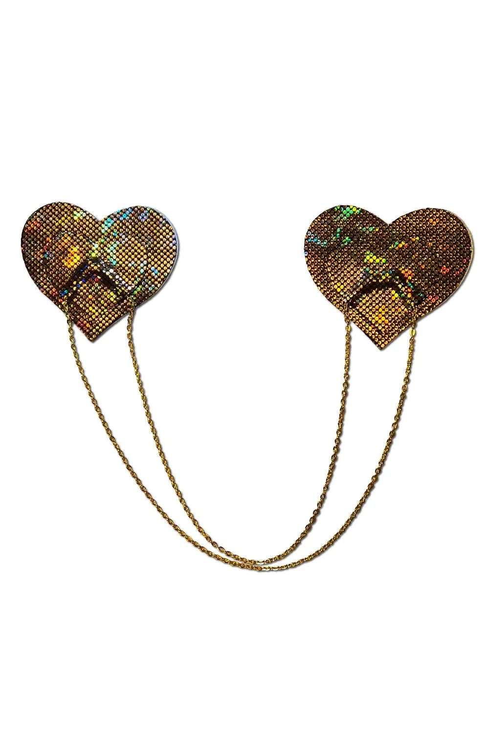 Gold Chains Holo Heart Nipple Pasties