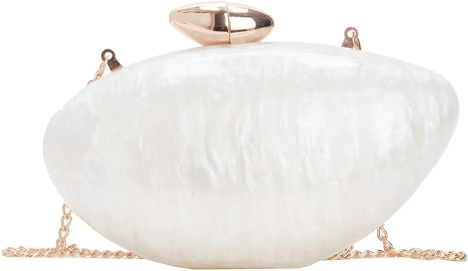 good Acrylic Evening Clutch Purse Marble Pattern Oval Chain Shoulder Bag
