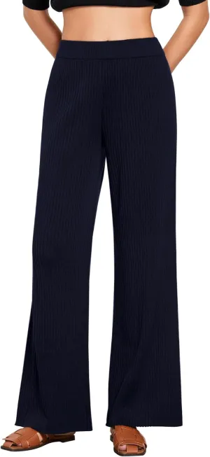 GRAPENT Sweater Wide Leg Pants Woman High Waisted Pull On Lounge Elastic Waist Fall Winter Casual Knit Trousers Pants