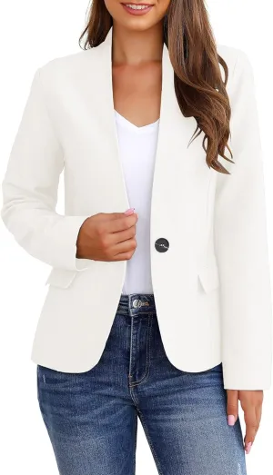 GRAPENT Women's Business Casual Pockets Work Office Blazer Back Slit Jacket Suit