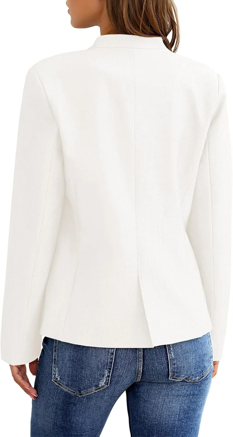 GRAPENT Women's Business Casual Pockets Work Office Blazer Back Slit Jacket Suit