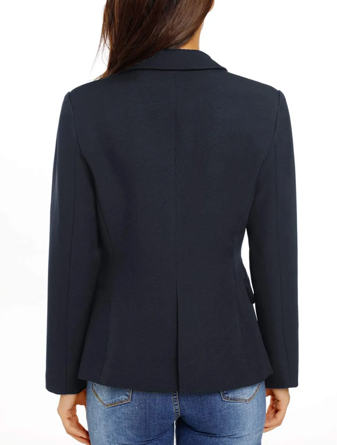 GRAPENT Women's Business Casual Pockets Work Office Blazer Back Slit Jacket Suit