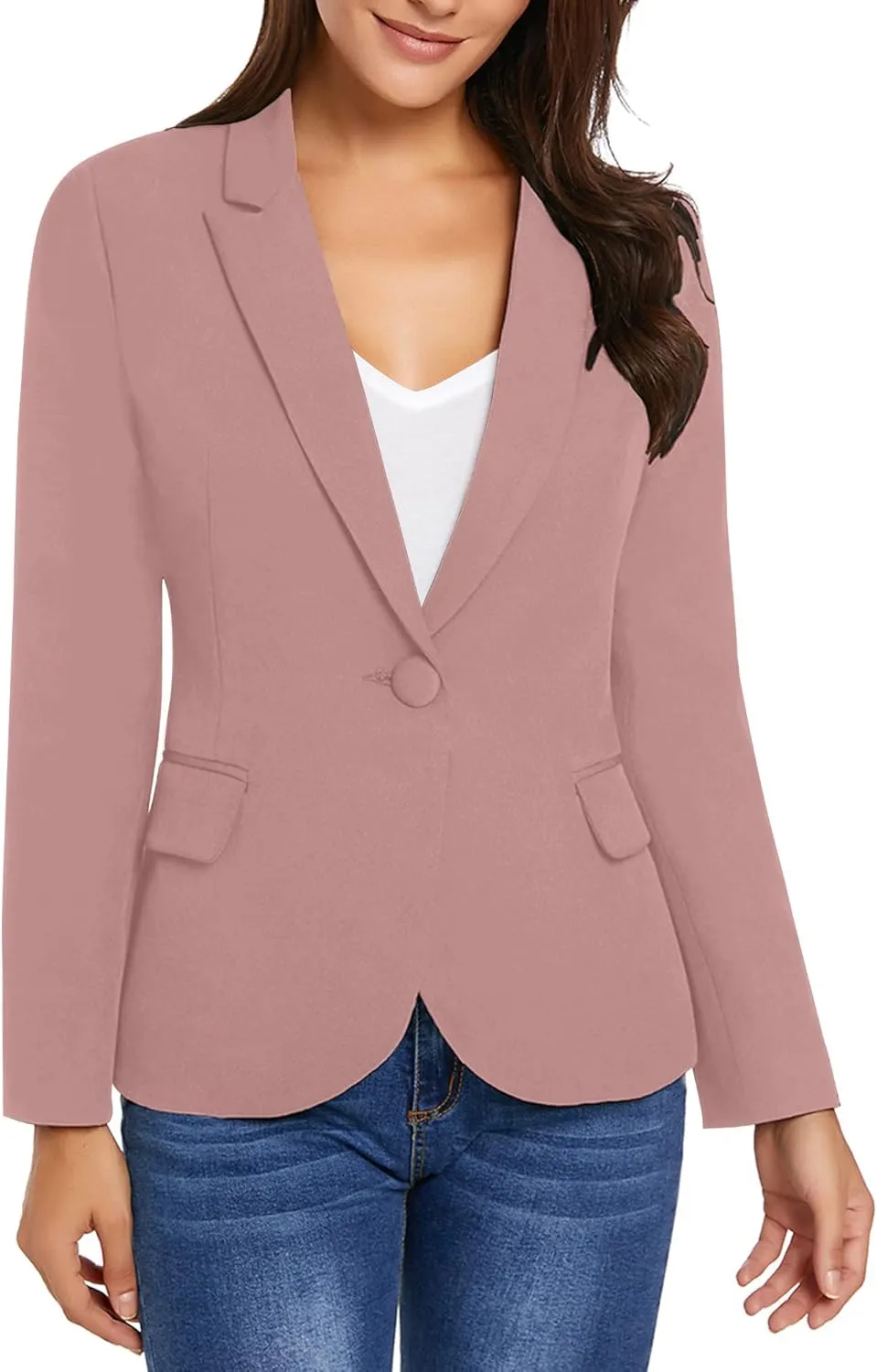 GRAPENT Women's Business Casual Pockets Work Office Blazer Back Slit Jacket Suit