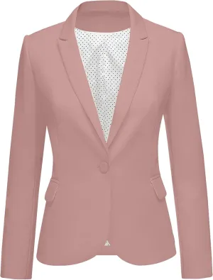 GRAPENT Women's Business Casual Pockets Work Office Blazer Back Slit Jacket Suit