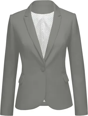 GRAPENT Women's Business Casual Pockets Work Office Blazer Back Slit Jacket Suit