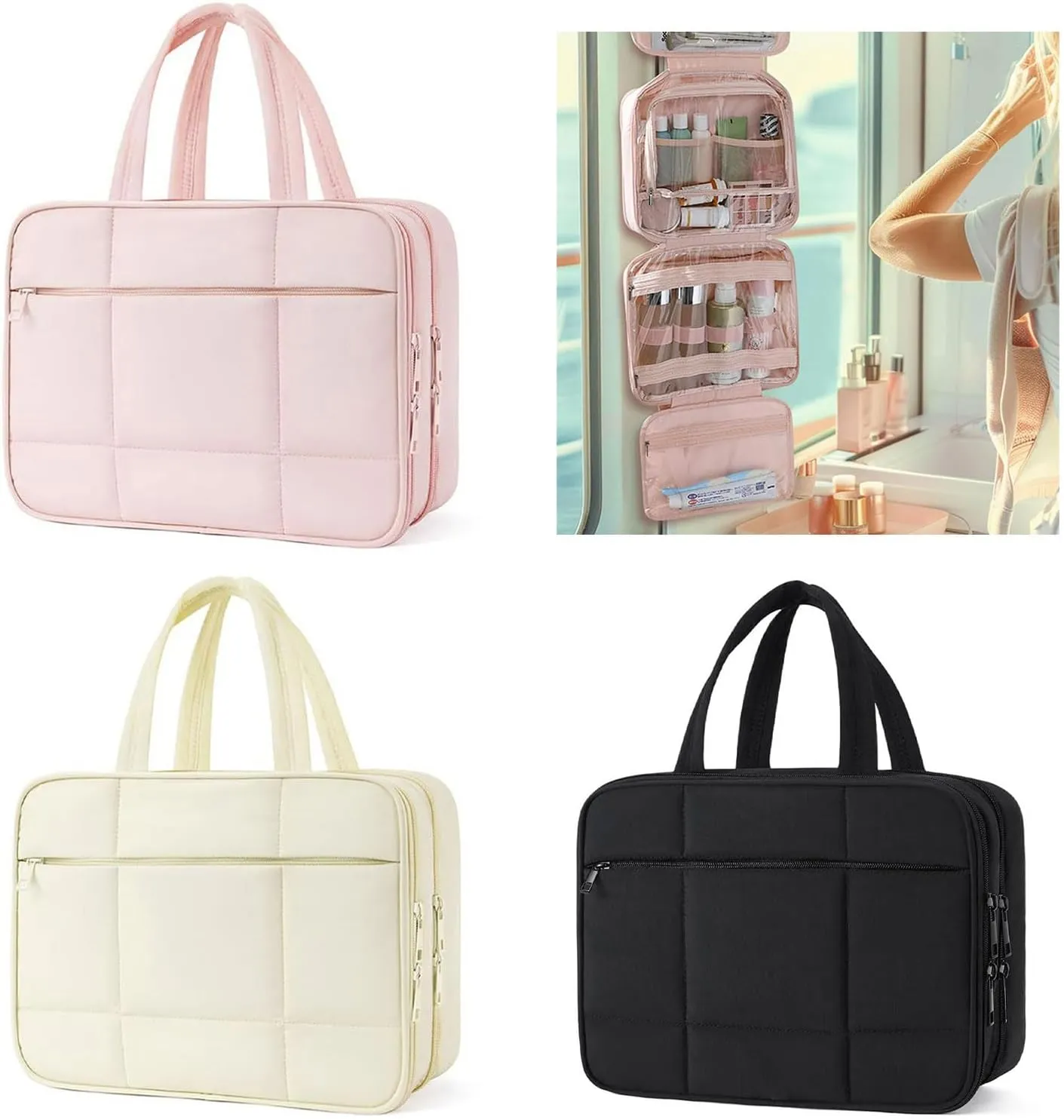 Hanging Toiletry Bag for Women Cosmetic Bags Large Women's Travel Jewellery Organiser Makeup Pouches with Hook